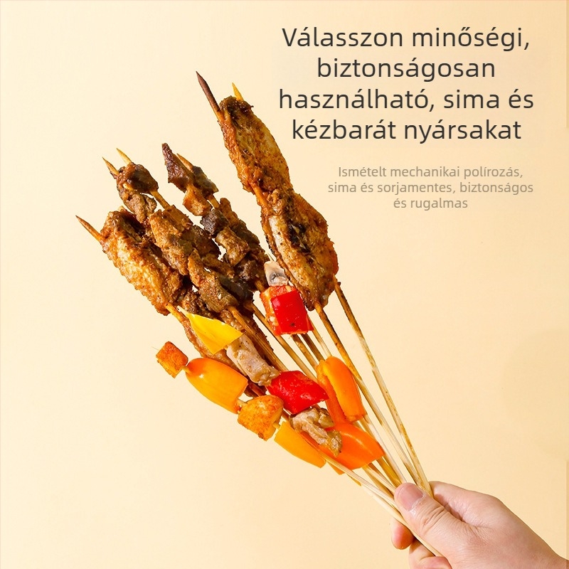 Egyszer használatos bambusznyársak kültéri kempingezéshez, zacskós kiszerelésben, vastagított, odenhez és grillhez