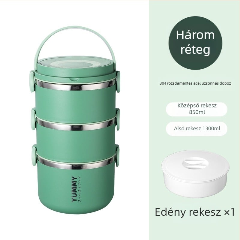 304 rozsdamentes acélból készült szigetelt ebédes doboz, nagy kapacitású, többszintes, hordozható, mikrózható, frissen tartja az ételt, szivárgásmentes rekeszek