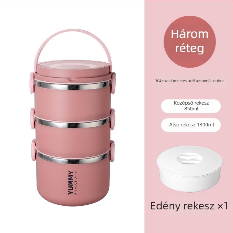304 rozsdamentes acélból készült szigetelt ebédes doboz, nagy kapacitású, többszintes, hordozható, mikrózható, frissen tartja az ételt, szivárgásmentes rekeszek
