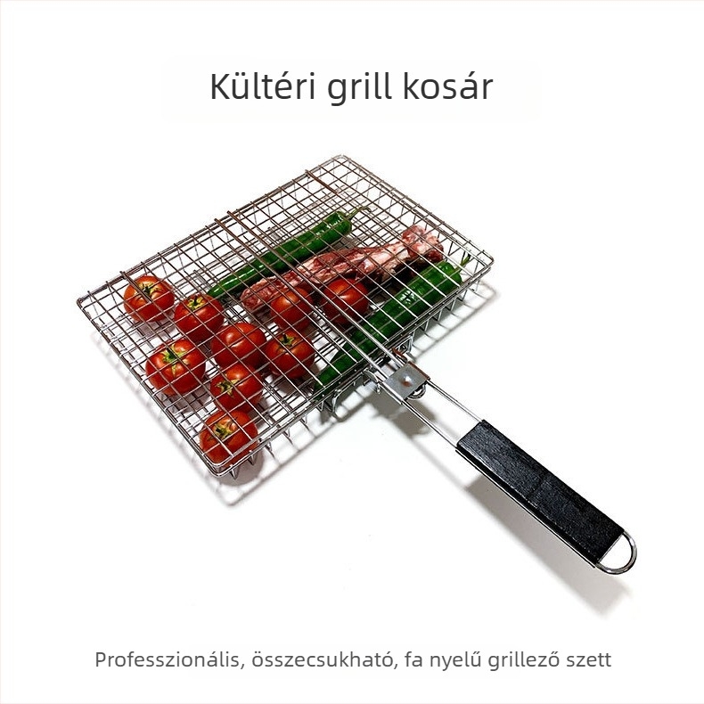 54 részes kültéri BBQ eszközkészlet összecsukható rozsdamentes acél grillrács hal és csirke grillezéséhez