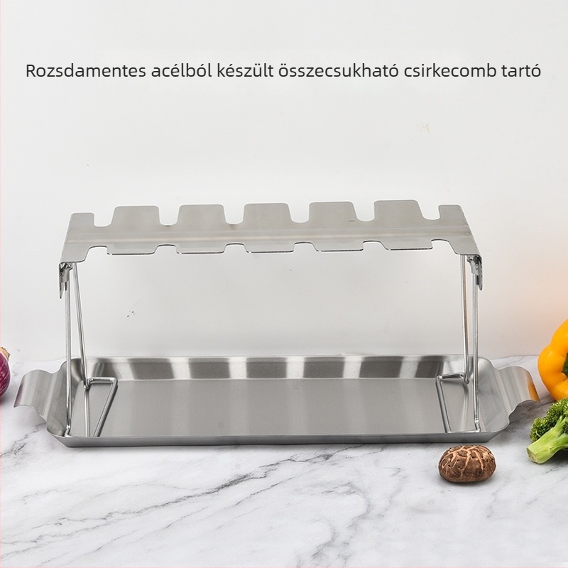 12 rekeszes rozsdamentes acél összecsukható grillsütő rács csirkecomokhoz, hordozható
