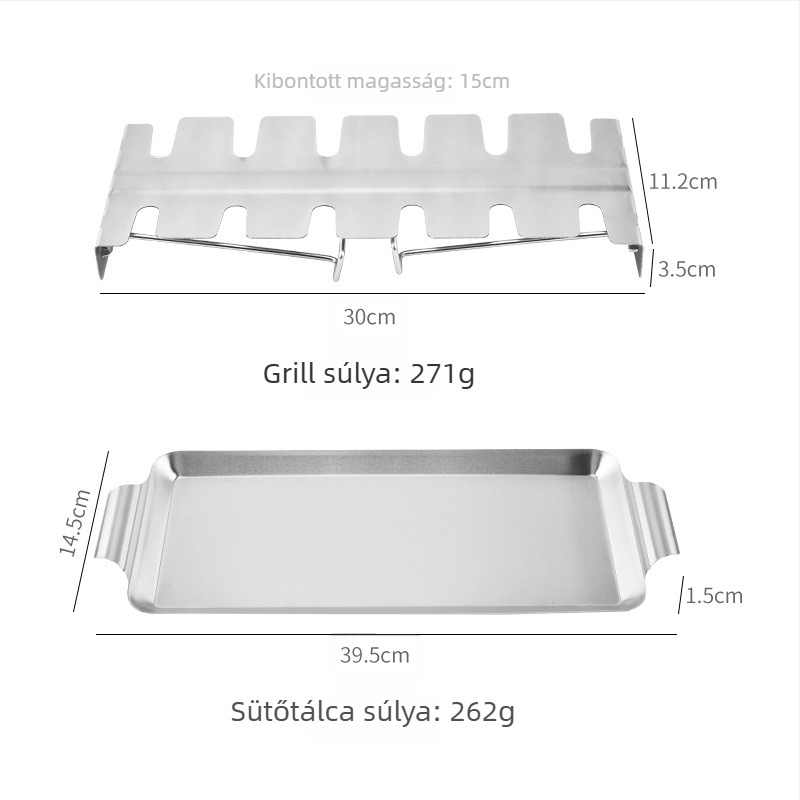 12 rekeszes rozsdamentes acél összecsukható grillsütő rács csirkecomokhoz, hordozható