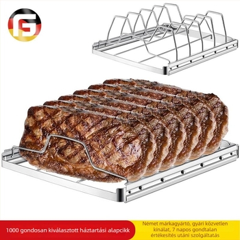 Rozsdamentes acél grillrács barbecue-hoz: marha bordák, csirke, steak és báránybordák, kültéri használatra.