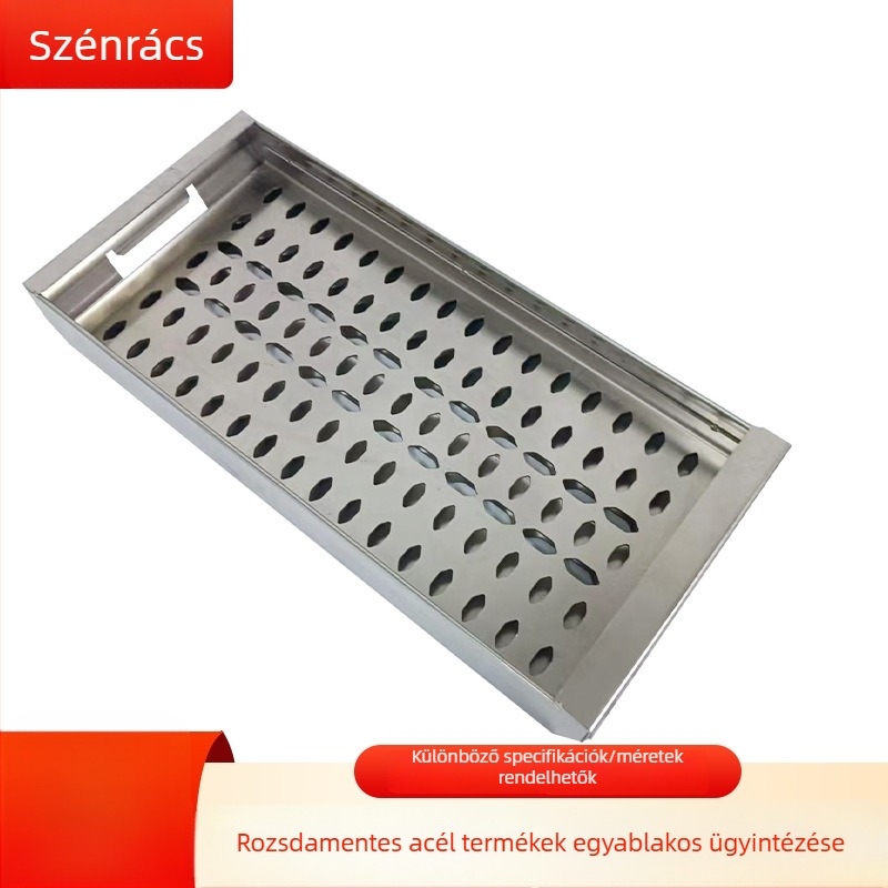 Rozsdamentes acél kültéri faszenes grillrács, háztartási és kemping használatra
