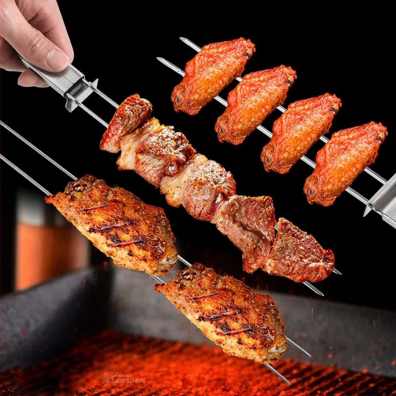 Rozsdamentes acél dupla fejű grillszvilla, félautomata, kültéri hordozható grillszerszám