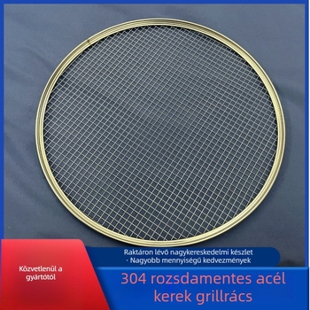 304 rozsdamentes acél kör alakú grillsütő rács, vastított, kültéri szén-grillhez, élelmiszer-minőség