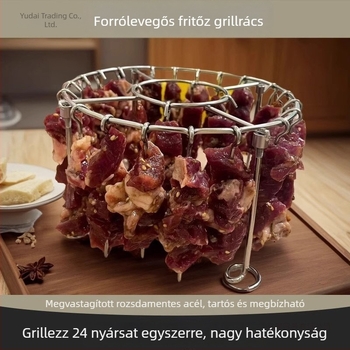 Otthoni használatra készült légsütő grillrács, 304 rozsdamentes acélból készült függőleges nyárs grill, húsnyárs tartó