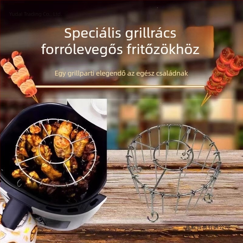 Otthoni használatra készült légsütő grillrács, 304 rozsdamentes acélból készült függőleges nyárs grill, húsnyárs tartó