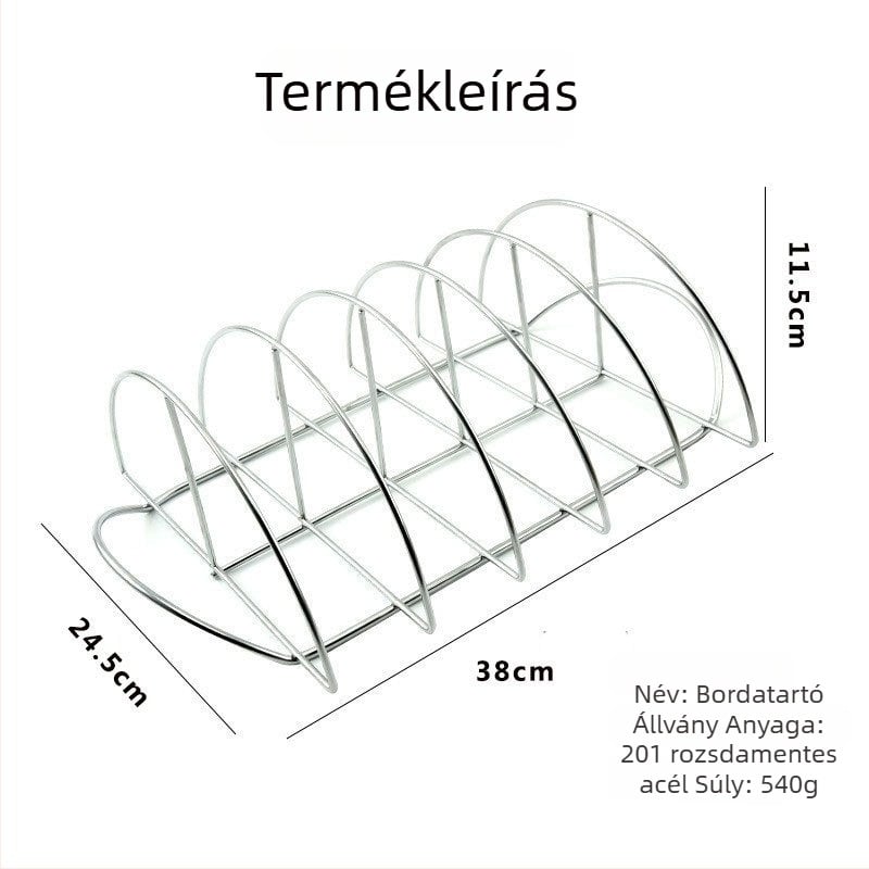 Félkör alakú grillsütő rács bordákhoz, steakhez és csirkéhez – tapadásmentes BBQ rács