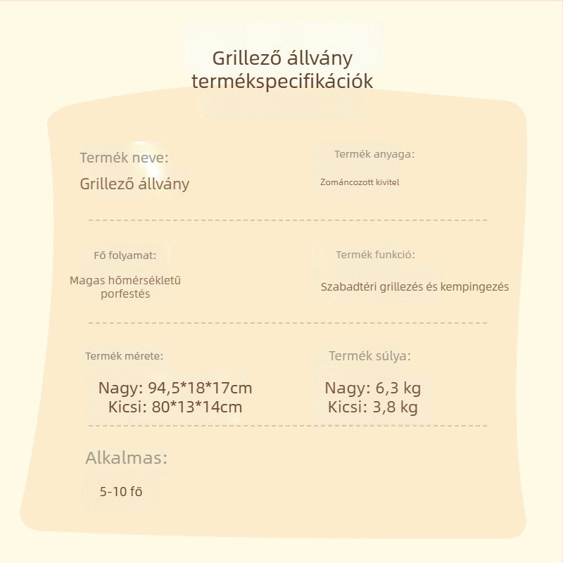 Kültéri háromlábú edényállvány zománcozott grilllemez – hordozható, szétszerelhető