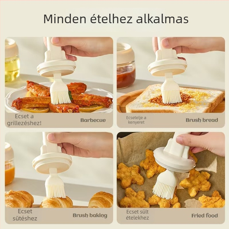 Szilikon ecsetes olajtartály, magas hőmérséklet-álló, újratölthető adagoló háztartási és grillezési használatra