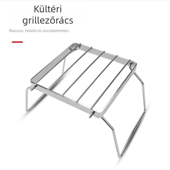 Rozsdamentes acél grill állvány és edénytartó, hordozható összecsukható tároló konyhához és kültérre