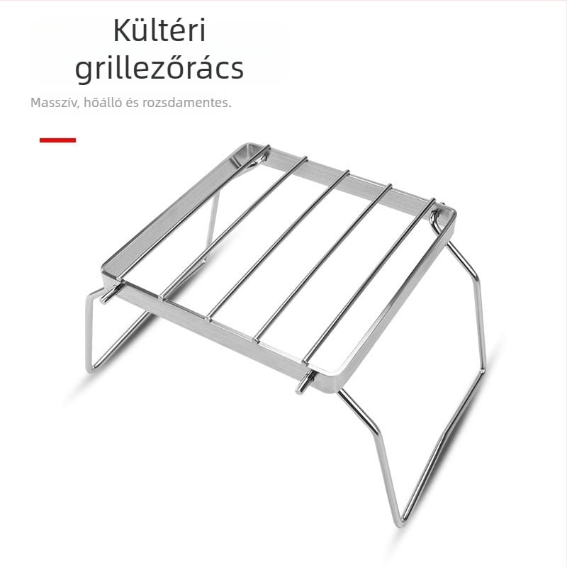 Rozsdamentes acél grill állvány és edénytartó, hordozható összecsukható tároló konyhához és kültérre