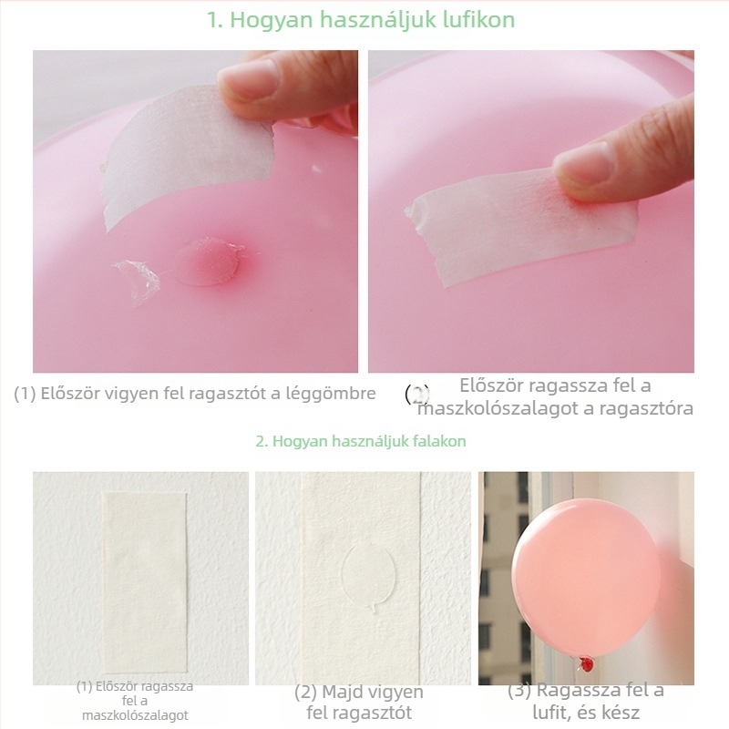 Esküvői dekorációhoz maszkoló szalag, ballon dekorációhoz, ragasztó-maradványok nélkül