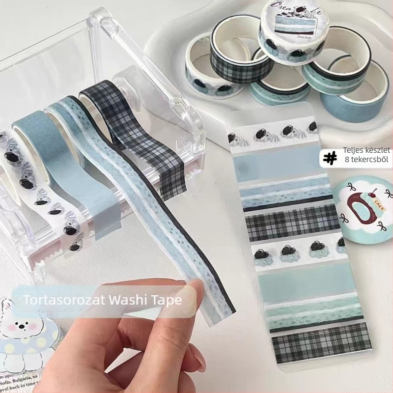 Eredeti kockás Washi-szalag, koreai stílusú, minimalist napló dekoráció DIY