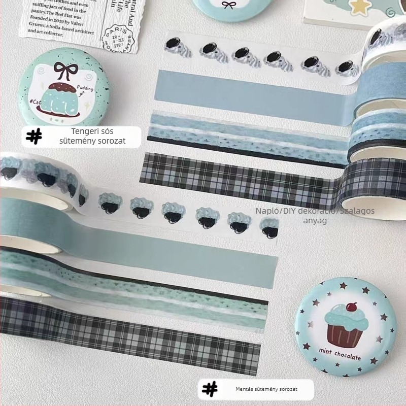 Eredeti kockás Washi-szalag, koreai stílusú, minimalist napló dekoráció DIY