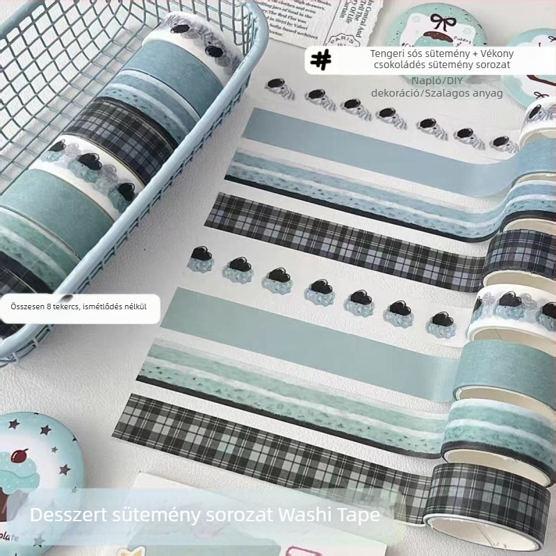 Eredeti kockás Washi-szalag, koreai stílusú, minimalist napló dekoráció DIY