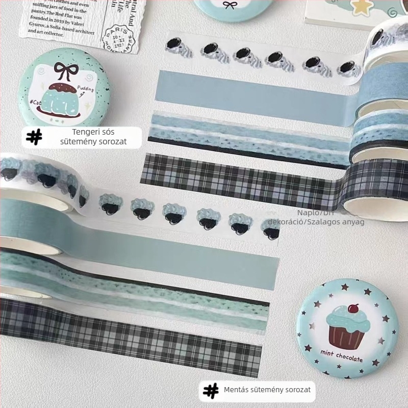 Eredeti kockás Washi-szalag, koreai stílusú, minimalist napló dekoráció DIY