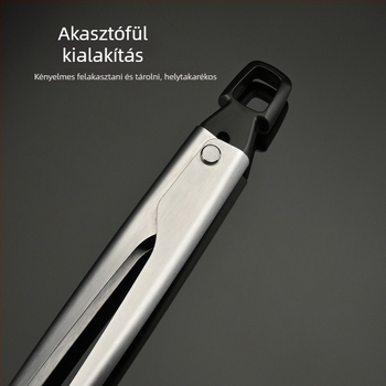 Rozsdamentes acél grillklip, 31×4 cm, multifunkcionális kültéri élelmiszerklip, égési védelem