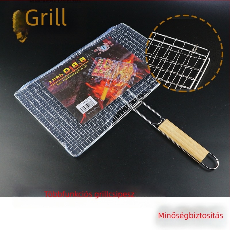 F601 Hullámzó halsütő háló és rozsdamentes acél grillszerszámok