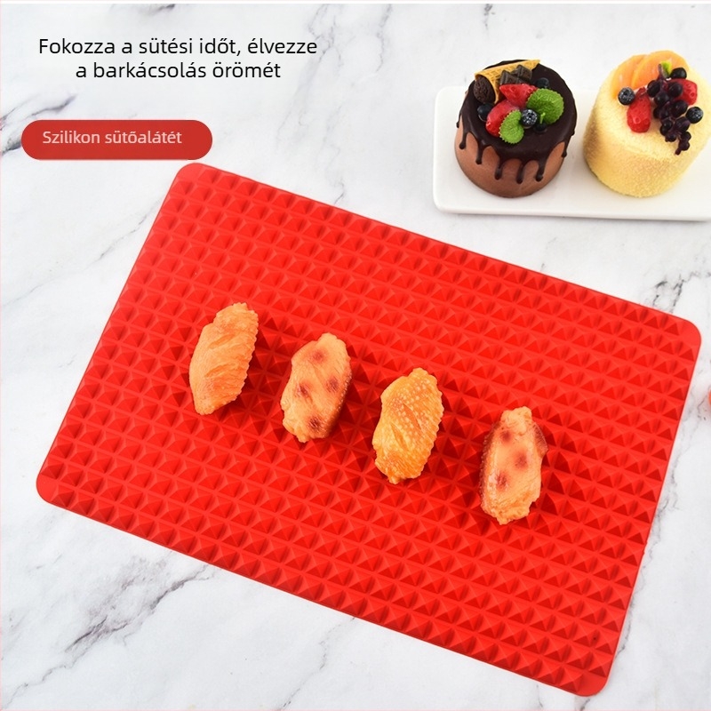 Élelmiszer-minőségű szilikon sütőmat pizza és pulyka számára, multifunkcionális kültéri grillmat piramis alakú