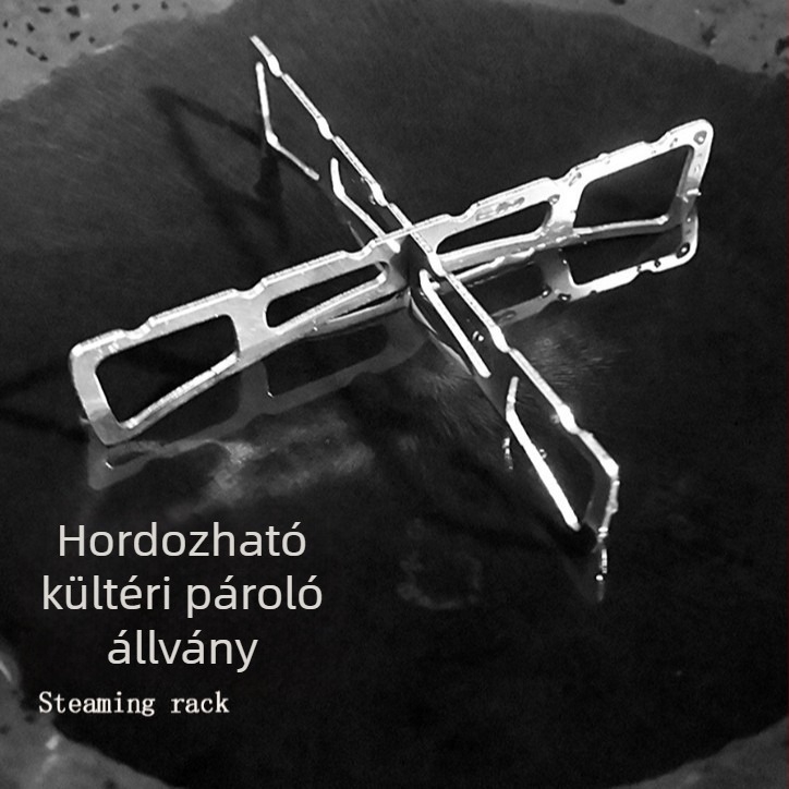 Kereszt alakú rozsdamentes acél párolóállvány kempingezéshez és otthoni konyhához, hordozható fazék- és gőzölőállvány