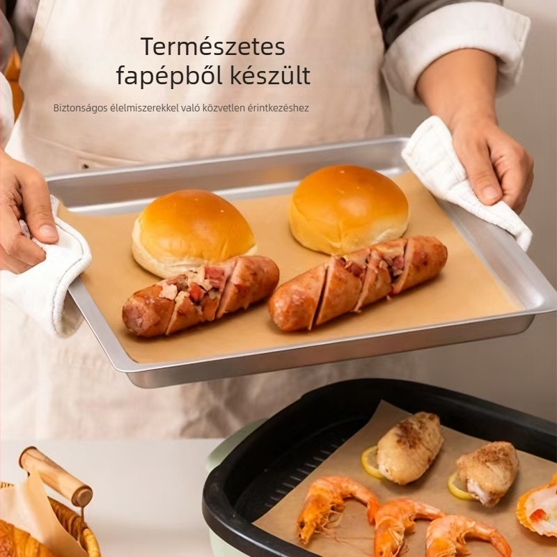 Élelmiszer-minőségű grill- és sütőpapír szilikon bevonattal, téglalap alakú tapadásmentes sütőpapír magas hőmérsékleten