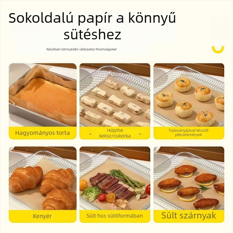 Élelmiszer-minőségű grill- és sütőpapír szilikon bevonattal, téglalap alakú tapadásmentes sütőpapír magas hőmérsékleten
