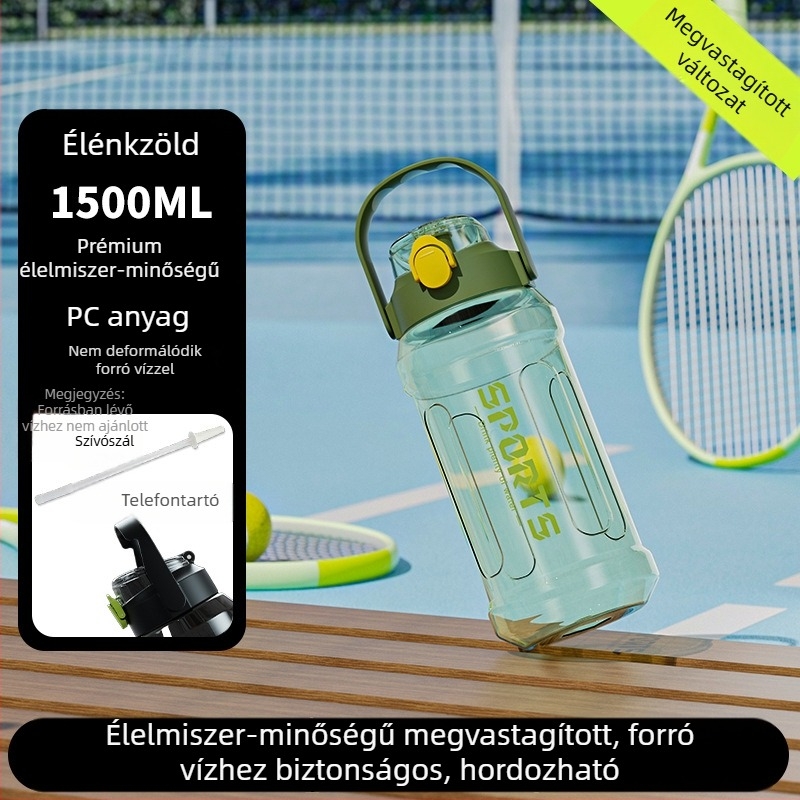 Nagy kapacitású műanyag vízpalack mérőskálával futáshoz és sporthoz, férfiaknak és nőknek, kültéri edzéshez