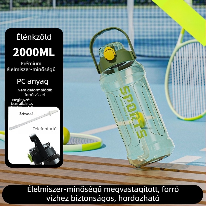 Nagy kapacitású műanyag vízpalack mérőskálával futáshoz és sporthoz, férfiaknak és nőknek, kültéri edzéshez