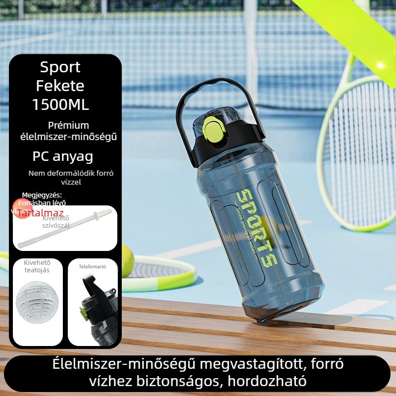 Nagy kapacitású műanyag vízpalack mérőskálával futáshoz és sporthoz, férfiaknak és nőknek, kültéri edzéshez