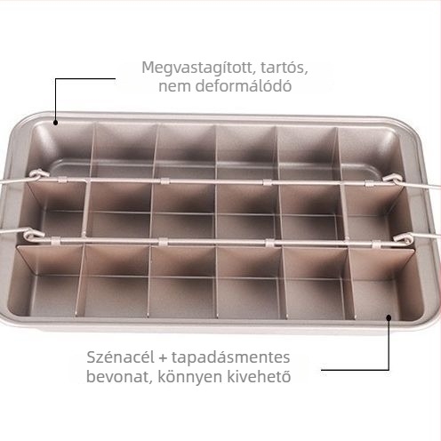 Tapadásmentes brownie sütőforma, négyszögletes torta- és kenyérforma, erősített alj, szénacélból