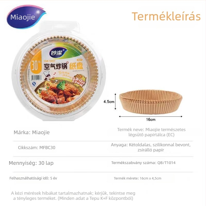 Miaojie Air fryer papírtálca, olajfelszívó szilikonos sütőpapír