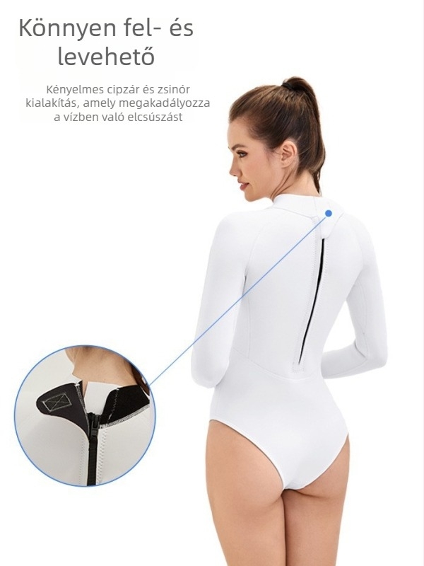 Női neopren hosszú ujjú egyrészes fürdőruha bikini-stílusban, surfhoz és úszáshoz, UV védelem
