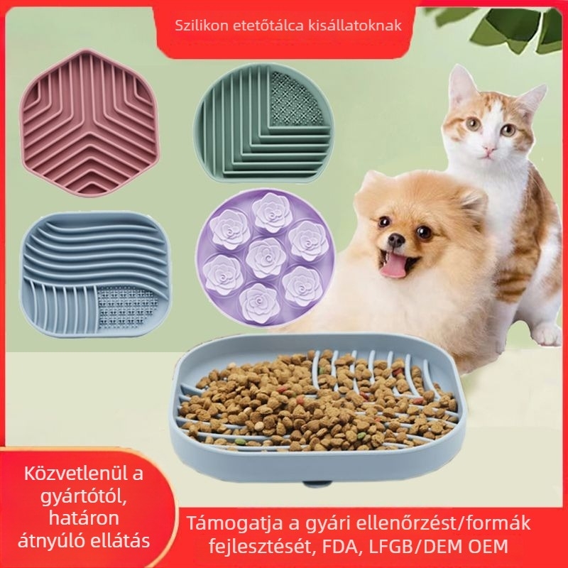 Duoxin szilikon lassú etető tál háziállatoknak, tapadó nyaló matráccal – kutya tál a fulladás elleni védelem