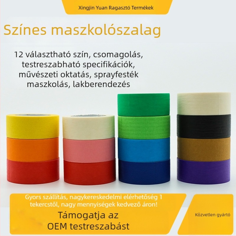 Színes maszkoló szalag krepp papírból, ultra vékony, téphető nyom nélkül, sokoldalú művészeti és DIY használatra