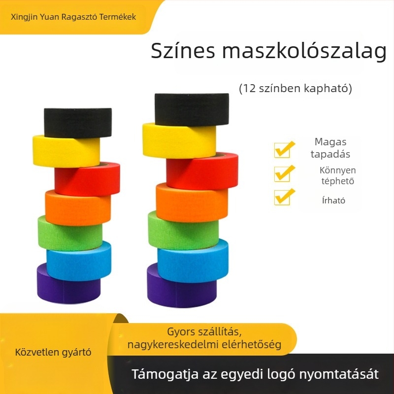 Színes maszkoló szalag krepp papírból, ultra vékony, téphető nyom nélkül, sokoldalú művészeti és DIY használatra