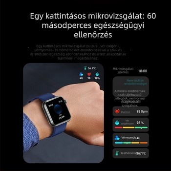 Okosóra Bluetooth-hívásokkal, hangasszisztens, szívritmus és testhőmérséklet mérés, mikro egészségügyi ellenőrzés, húgysav és lipidszint mérése TK50