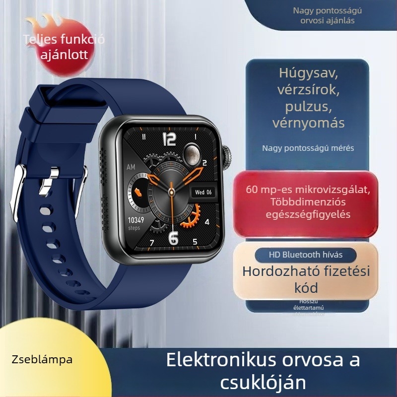Okosóra Bluetooth-hívásokkal, hangasszisztens, szívritmus és testhőmérséklet mérés, mikro egészségügyi ellenőrzés, húgysav és lipidszint mérése TK50