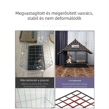 Beltéri vasból készült kutyaketrec külön toalettel — kis testű kutyáknak