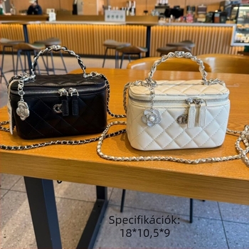 Kézzel készített doboz táska gyémántmintás quilteléssel és lánccal, mini négyzet alakú női crossbody