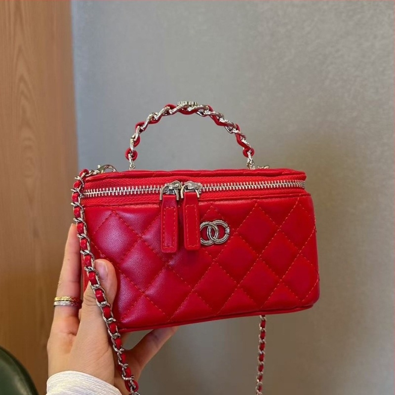 Kézzel készített doboz táska gyémántmintás quilteléssel és lánccal, mini négyzet alakú női crossbody
