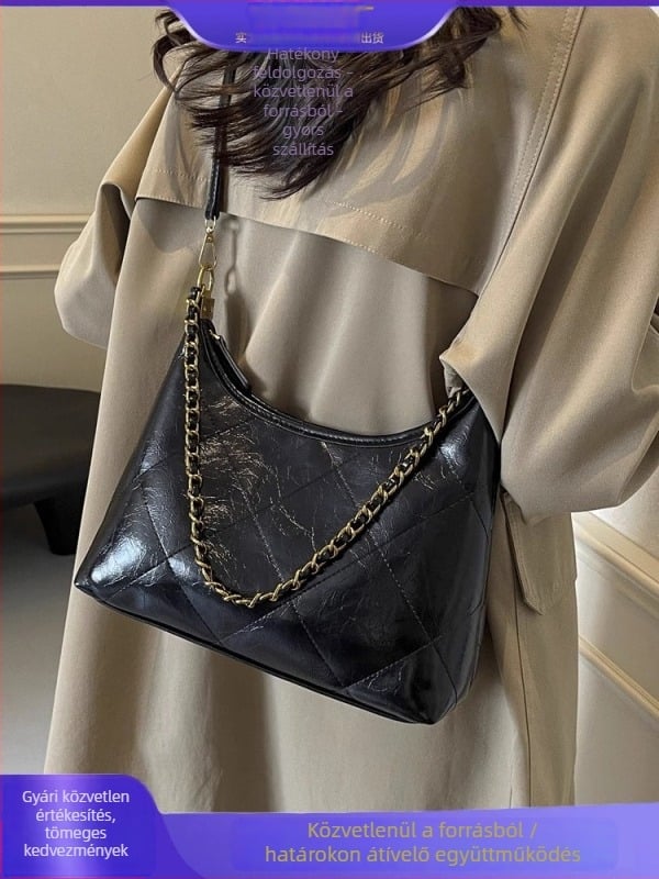 Női crossbody táska gyémántmintás varrással és lánccal, prémium megjelenés, 2026-os új modell, stílusos és sokoldalú mindennapi használatra