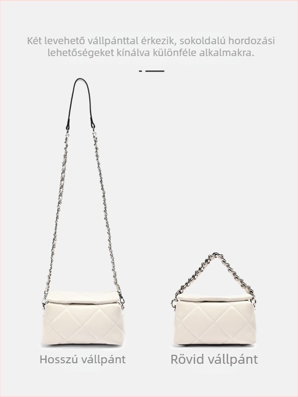 Prémium női bőr crossbody táska gyémántmintás láncos pánttal, elegáns és sokoldalú kis divat táska, új stílusú vállon viselhető táska