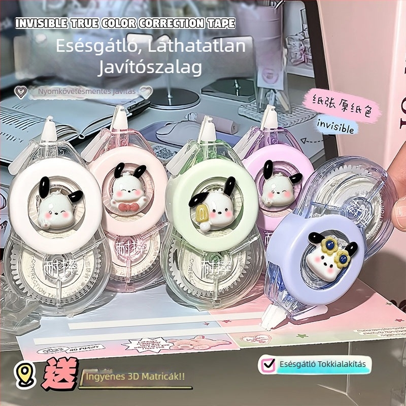 Nagy kapacitású láthatatlan korrekciós szalag készlet, sima korrekciós szalag diákok számára, DIY 3D matricás Pacha Dog