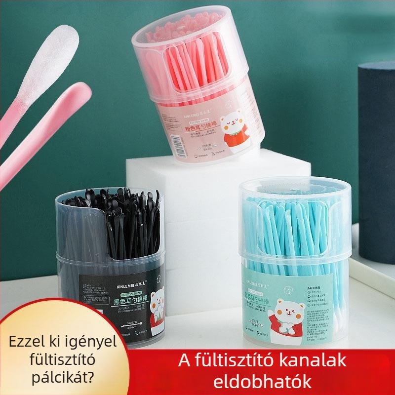 Kék PVC-ből készült fülpiszkáló készlet gyerekeknek, kettős fejű, egyszer használatos