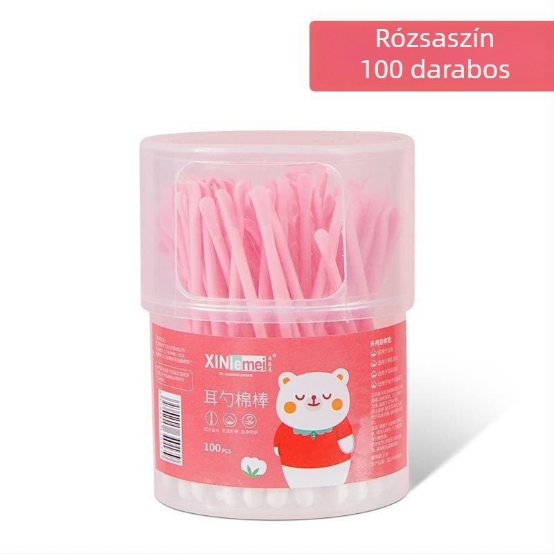 Kék PVC-ből készült fülpiszkáló készlet gyerekeknek, kettős fejű, egyszer használatos