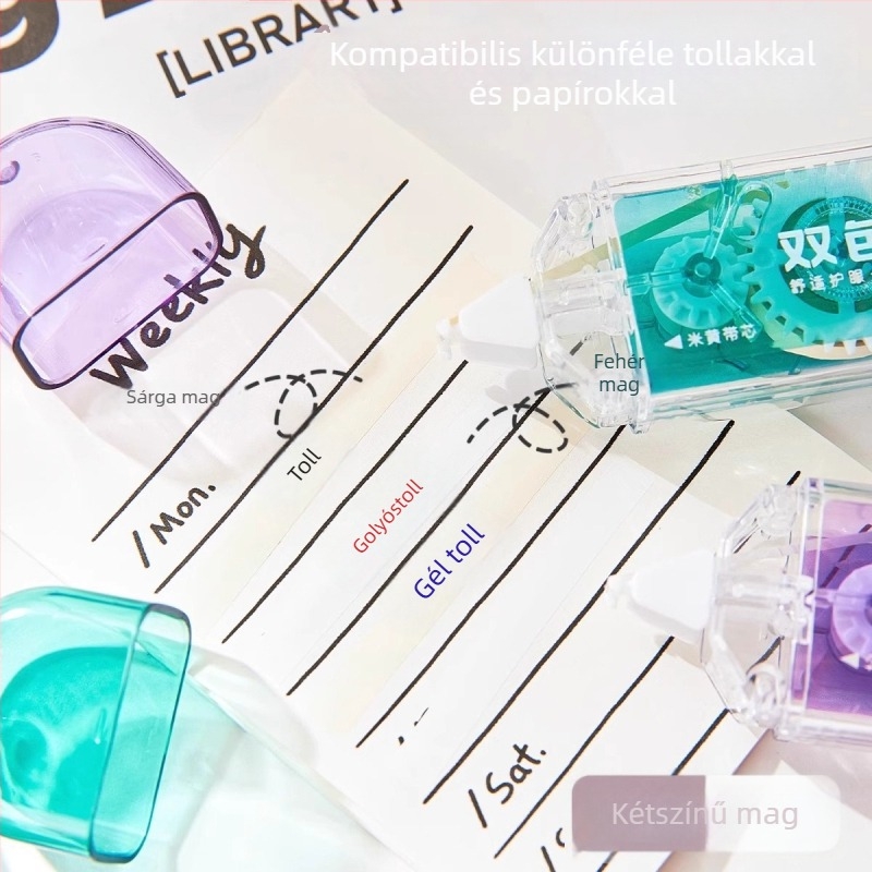 Gradient színű javító szalag, nagy kapacitású, hordozható, IG-stílusú, két végű, diákoknak