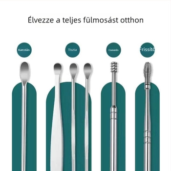 Rozsdamentes acél fültisztító eszközök készlete