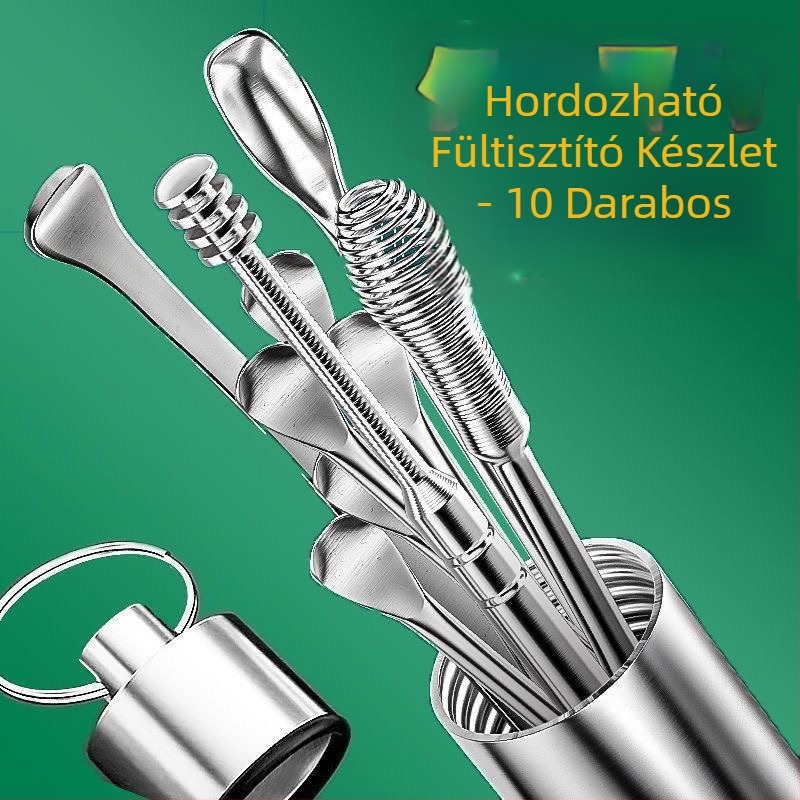 Rozsdamentes acél fültisztító eszközök készlete